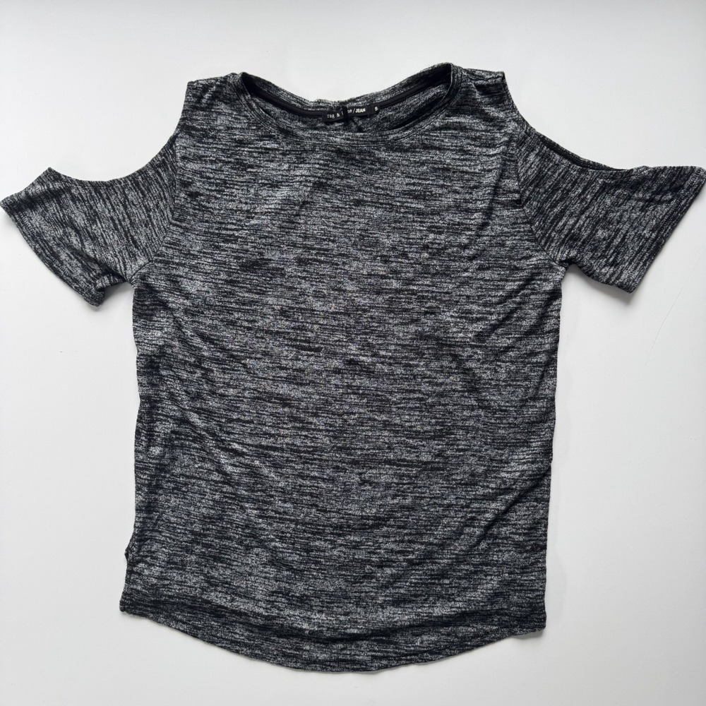 RAG & BONE Short Sleeve Cold Shoulder Tee Womens Small Shirt Marled Gray